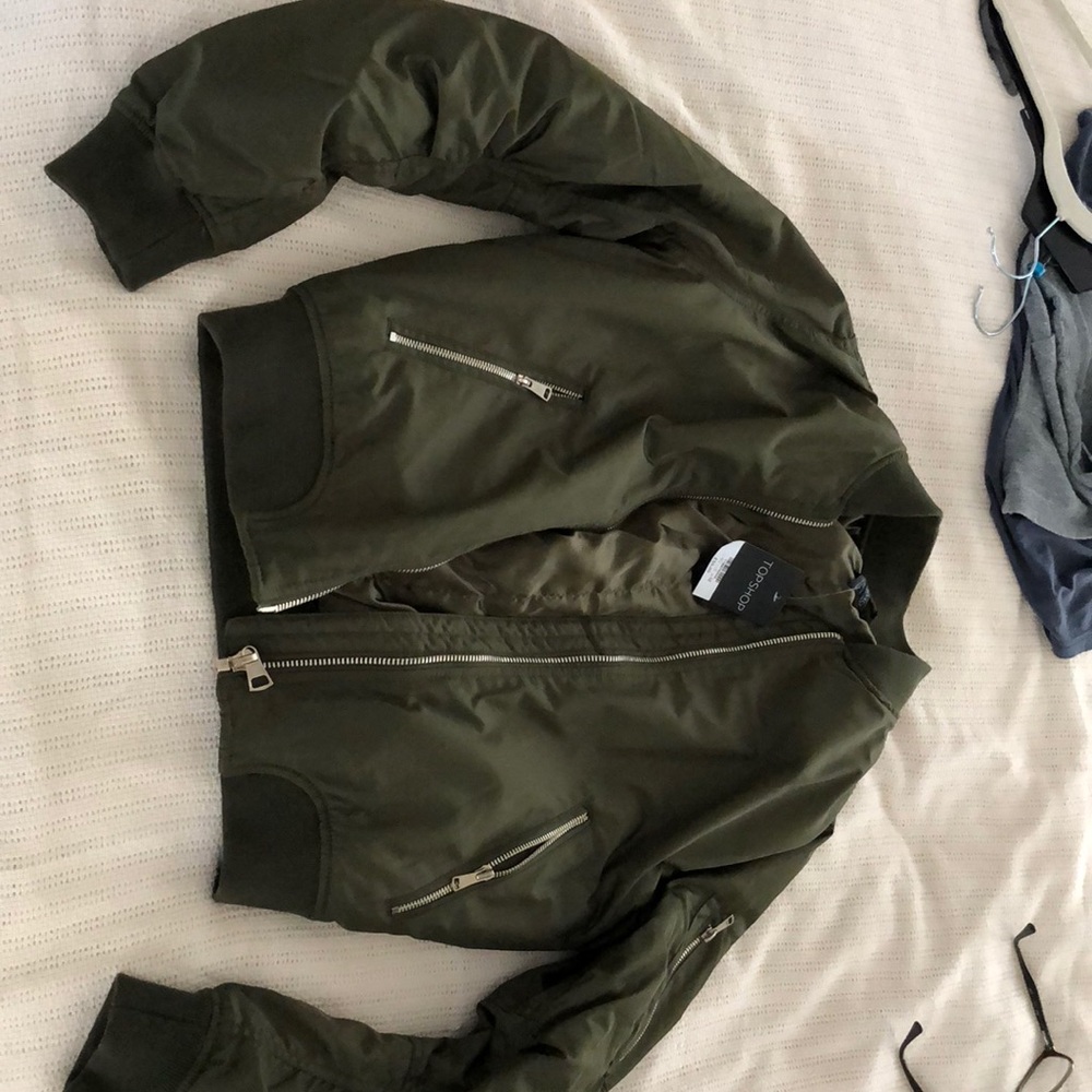Army green Topshop bomber jacket!